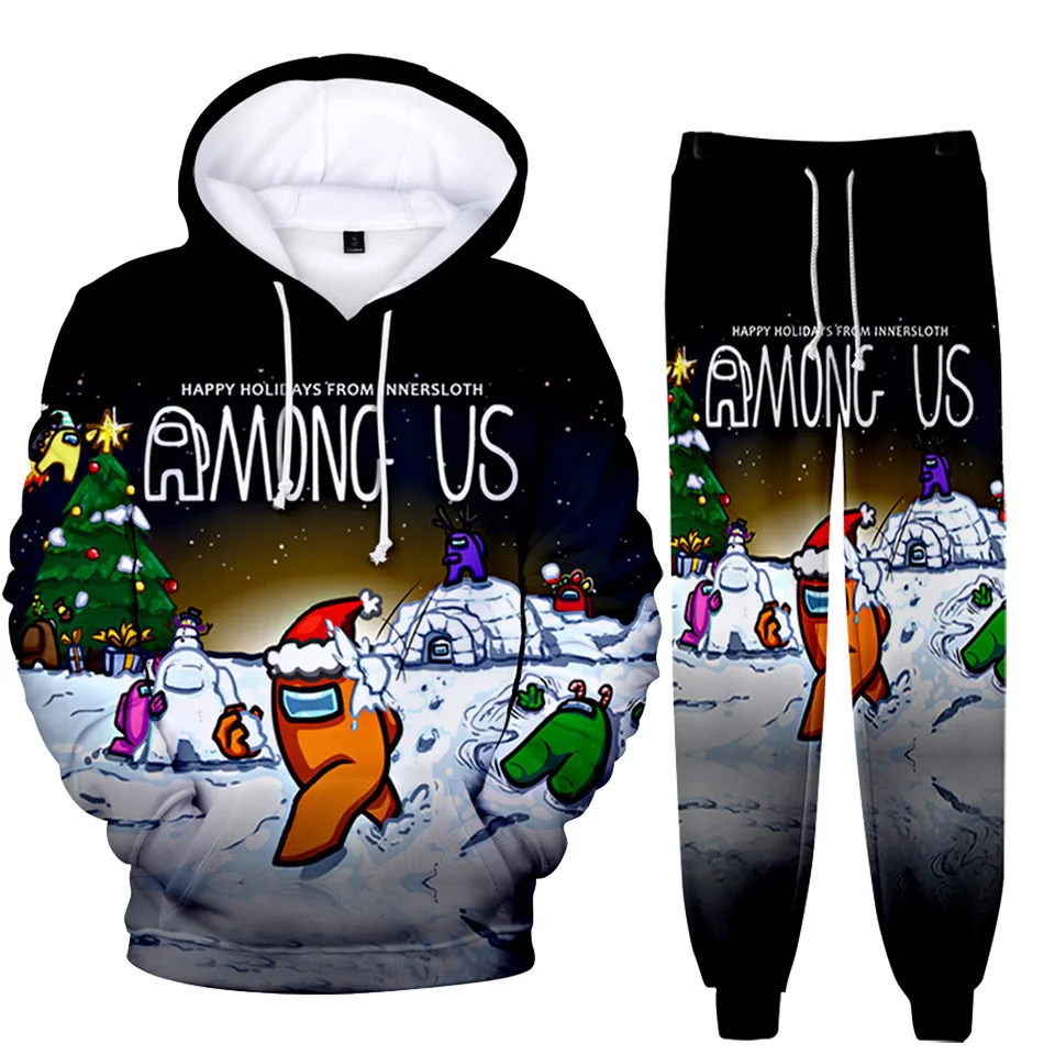 

2 Piece Set Tracksuit Print Among Us Sweatshirt Women Men Hip Hop Fashion 3D Tracksuit Sets Among Us Hoodie Sweatpants Children