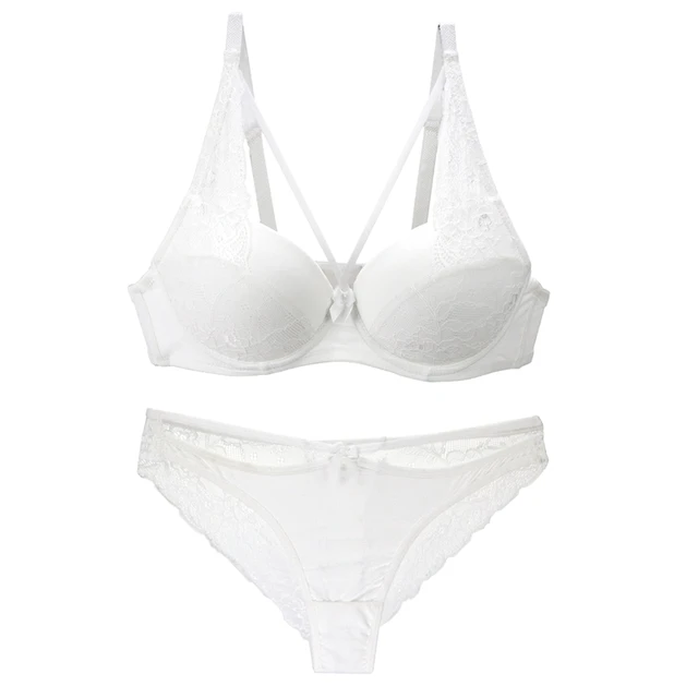 Nouvelle Seamless Brand Sexy Bras Set BCDE Cup Lace Bow Underwear For Womens Push Up Large Size Plunge Lingerie white