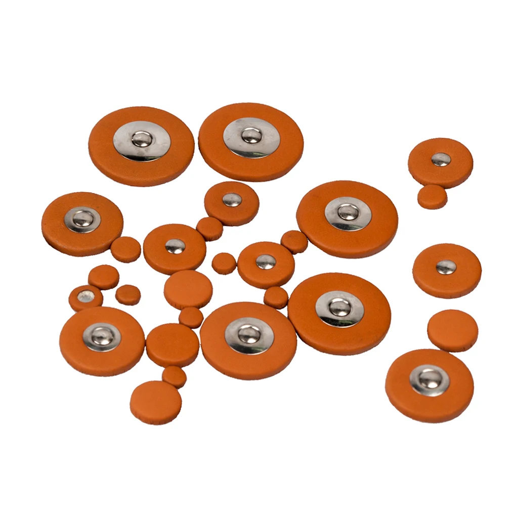 26 Pieces of Set Leather Soprano Saxophone Pads Woodwind Instrument Parts, 4.33x2.76x0.79inch