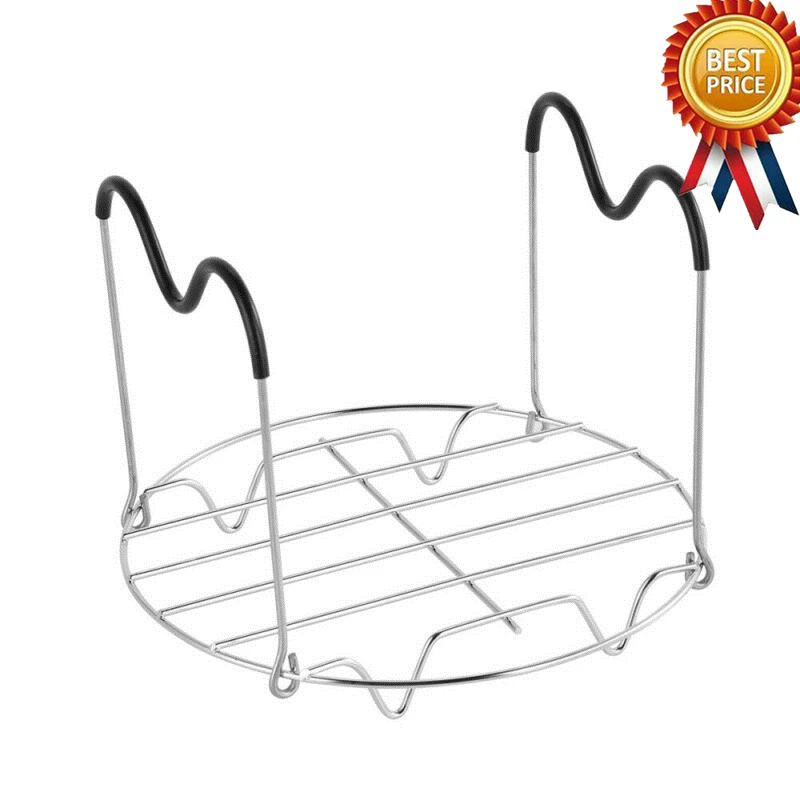 Foldable 9 Egg Slots Thickened Steamer Rack Trivet With Heat Resistant Silicone Handle Grip Pressure Cooker Steamed | Дом и сад