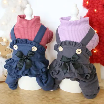 

Dog Jumpsuits for Autumn and Winter Red Purple Colors Culottes Four-legged Warm Yorkshire Terrier Ropa Para Mascotas Pet Clothes