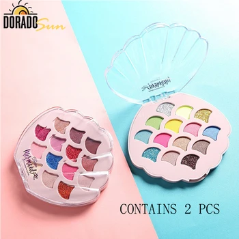 

Doradosun10 Color Eye Shadow 2 Pcs Pallete Shell Shape Long-lastin Easy To Wear Glitter Waterproof Eye Shadow Pallete Makeup