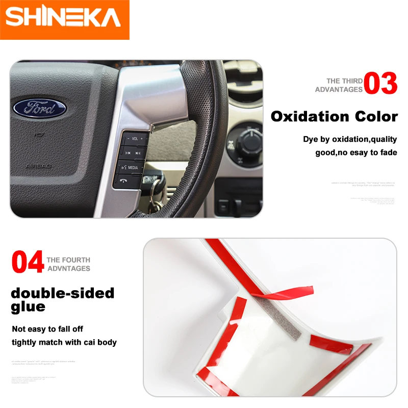 SHINEKA Auto Sticker For Ford F150 Raptor Car Steering Wheel Trim Decor Cover Sticker Accessories For Ford F150 Raptor 2009-2014