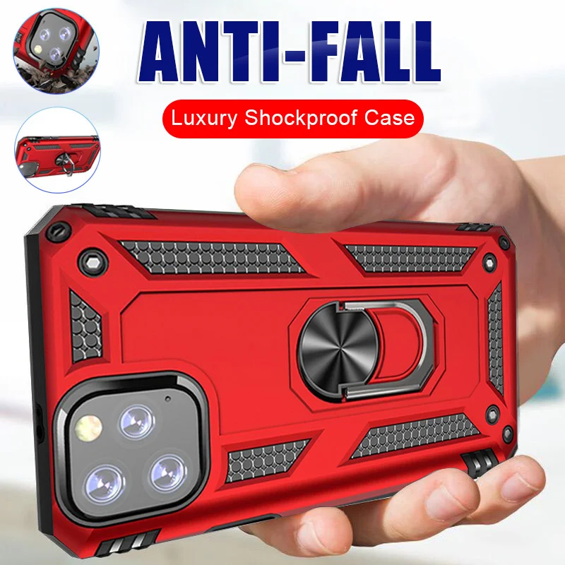 Luxury Armor Magnet Metal Ring Case For IPhone 11 Pro XR X XS Max Shockproof Back Cover 8 7 6 6s Silicone Bumper |