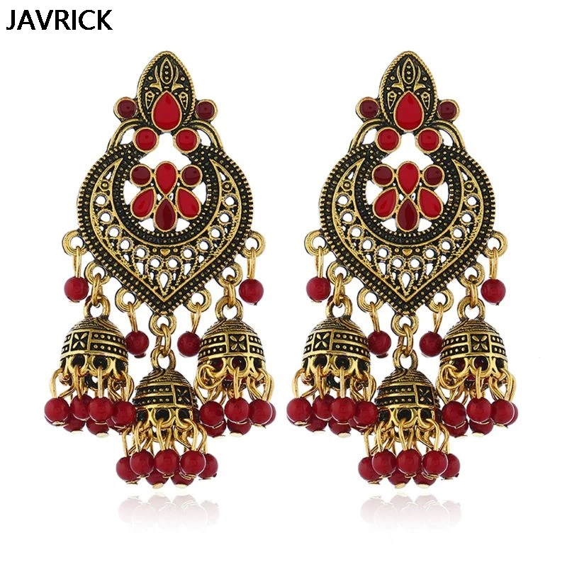Ретро индийские болливудские кундан Jhumka Jhumki Висячие серьги цыганские модные