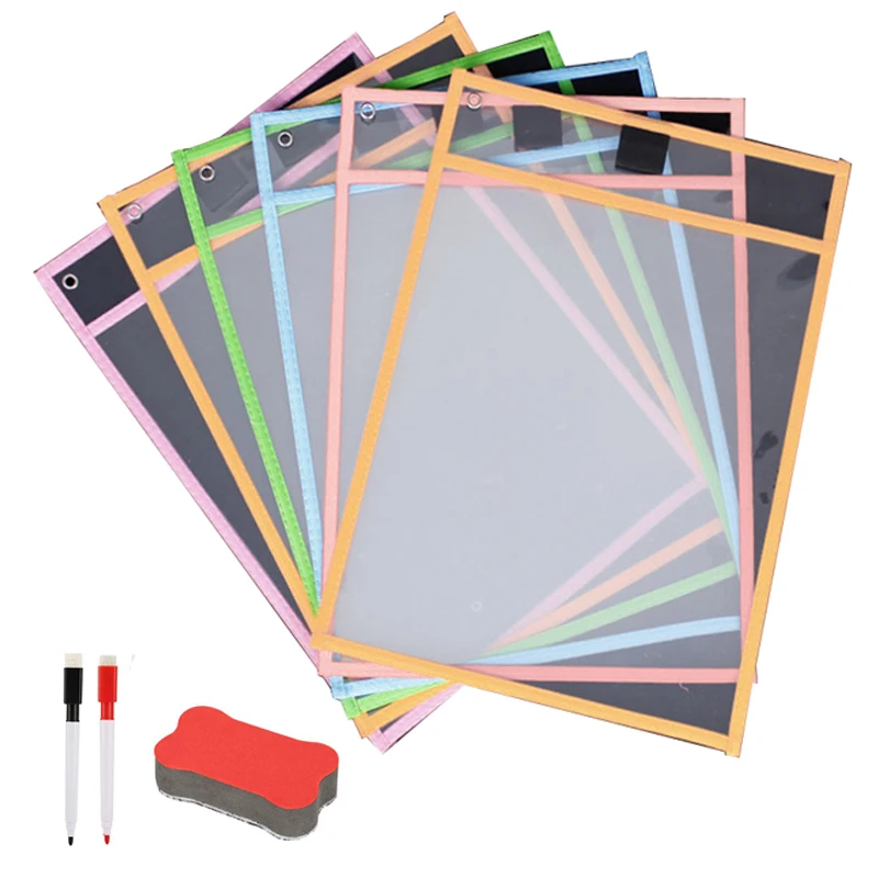 A4 Reusable Dry Erase Pockets Hard 4 Sheet Protectors, 1 Bone Shape