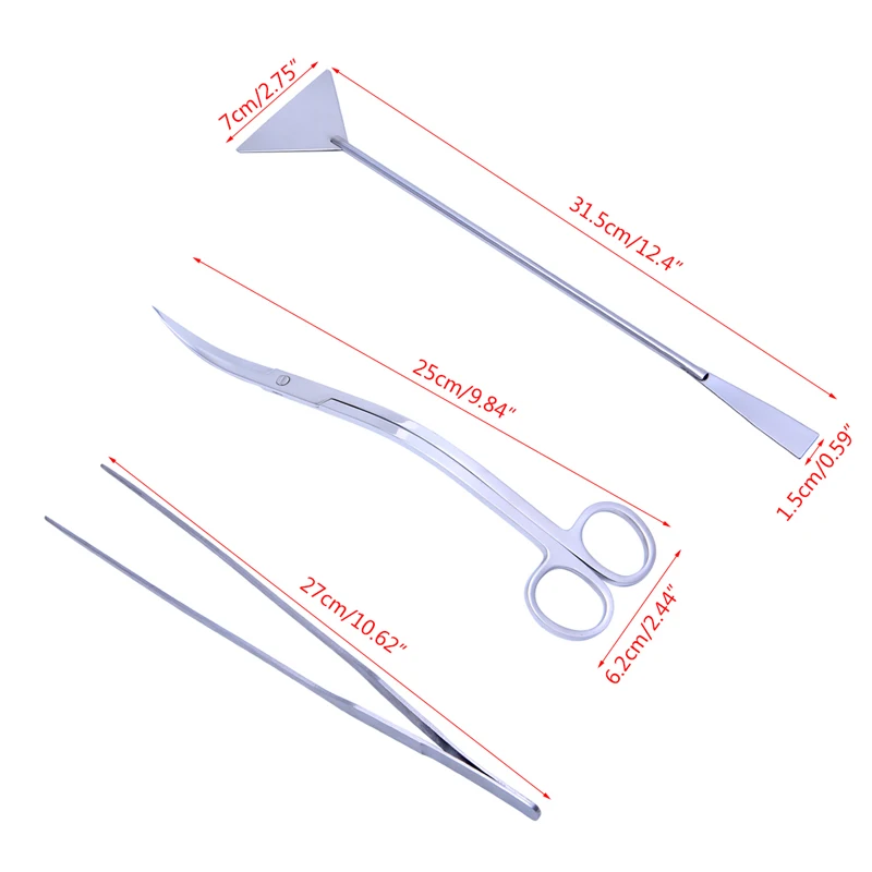 Прямая поставка, 3 шт., пинцет для аквариума, живого обслуживания, ножницы, выравниватель, набор инструментов