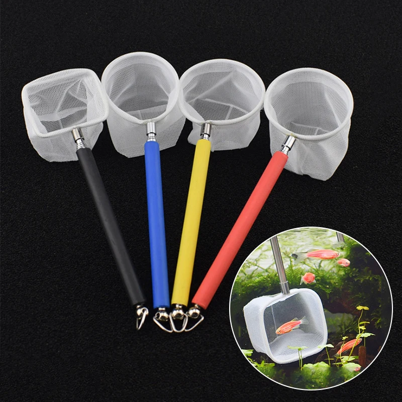 18-53Cm Flexible Aquarium Fish Tank Catch Net Fishnet Retractable 3D Scoop Long Handle Cleaning Tool Catching New | Дом и сад