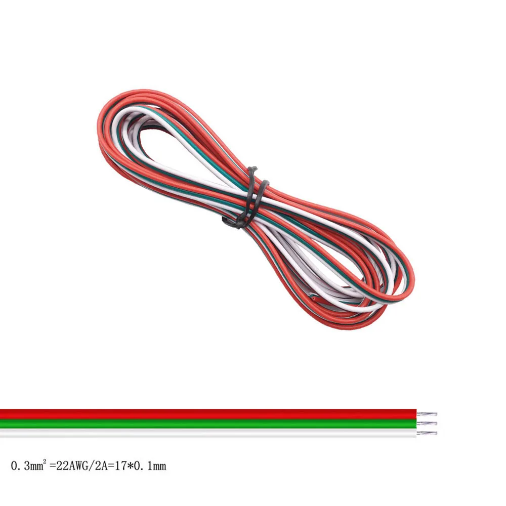 Cable de alambre LED de 5 m/10 m/50 m/100 m 22 AWG de 2 pines/3 pines/4 pines/5 pines/6 pines para tiras de luces LED WS2812B WS2811 5050 2835 5730