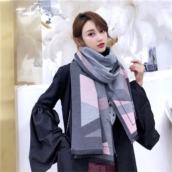 luxury brand plaid cashmere women scarf winter warm shawl and wraps pashmina lady long tassel female foulard thick blanket - Цвет: 5