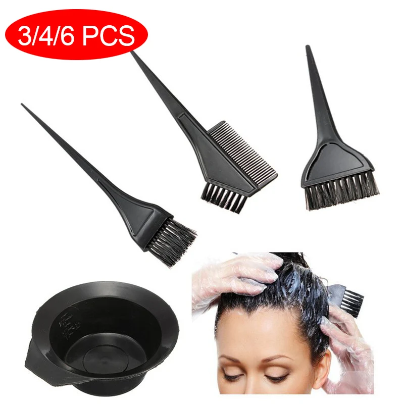 3/4/6 unids/set del cabello tinte Color de Peine Kit de herramientas brochas negro teñido del pelo herramientas salón de peluquería Estilo tinte herramienta de bricolaje