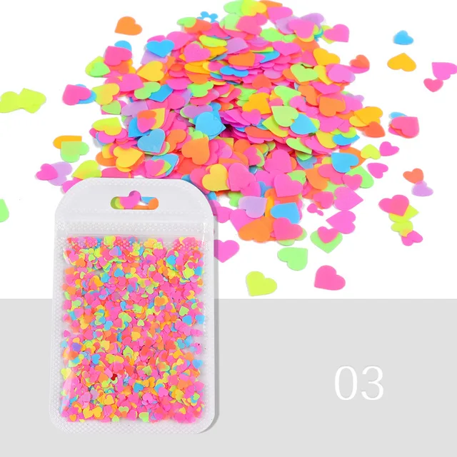 1 pack Sweet Love Heart Nail Sequins Ultrathin Shining Laser Nail Art Paillette Slices Flakes Manicure Decoration 2021 newest 03