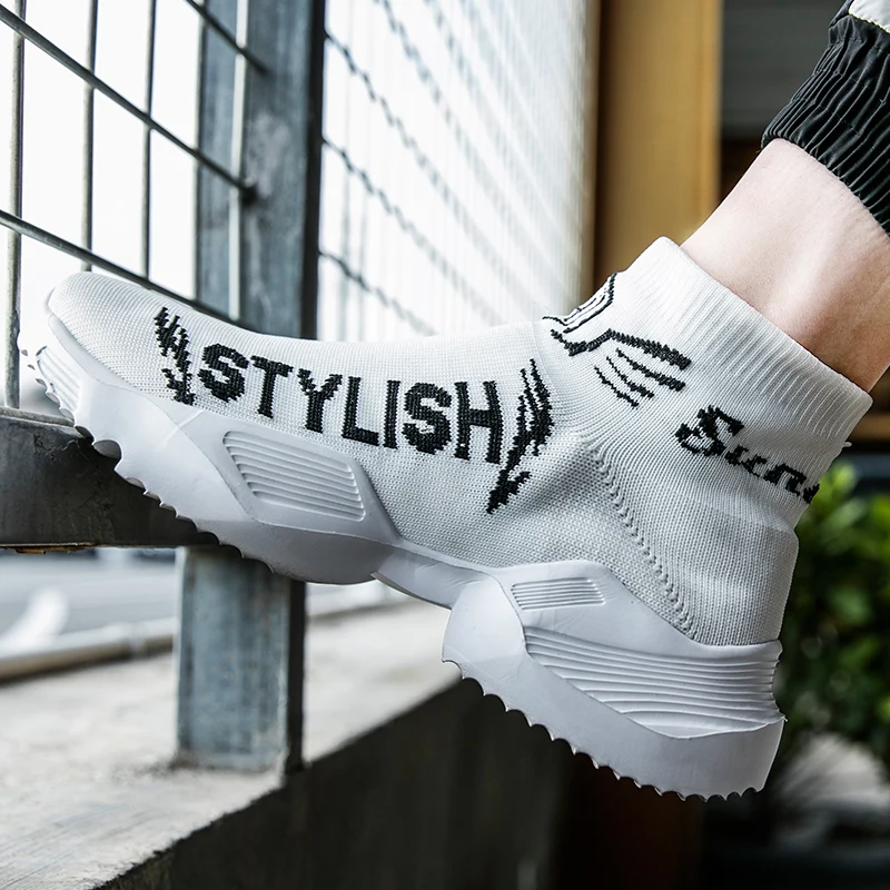 

Damyuan Super Light Men's Flying Woven Mid Top Trend MD Bottom Sneaker Breathable Non-slip Outdoor Walking Comfortable Shoes