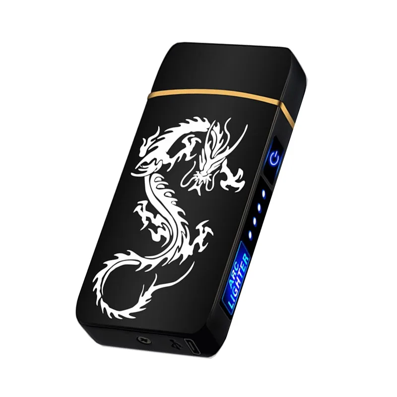 Mini Electric Double Arc Lighter USB Charging Lihter Touch Control Portable Windproof Cigarette Lighters with LED Power Display | Дом и сад