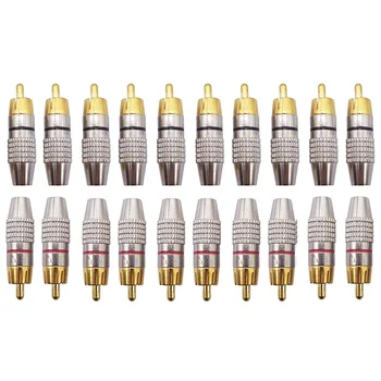 

20x Gold Metal Plated Soldering Audio Video RCA Male Plug Adapter Connector New