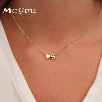 

Modern Peach Heart Letter Necklace Popular Custom Letter Gold Clavicle Chain Sweet Personality English Alloy Accessories Xl242