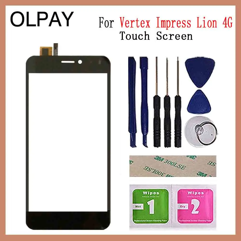 Black With Tools OLPAY 5," сенсорный экран для Vertex Impress Lion 4G сенсорный экран дигитайзер Панель переднее стекло объектив сенсор Бесплатный клей+ салфетки - Цвет: Black With Tools
