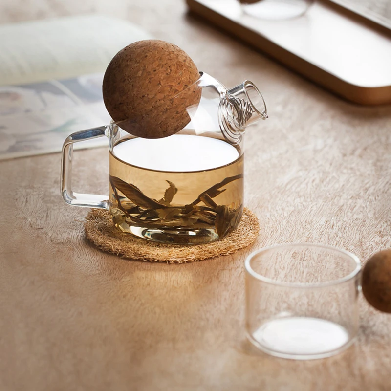 Glass Teapot Large Capacity Cold Water Kettle With Lid Water Bottle Cup Set Home Pitcher Kitchen Glass Fruit Juice Jug Drinkware