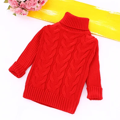 Pure Color Knitted Pullovers Children Sweaters Autumn Winter Warm Turtleneck Sweaters for Girls Boys Warm Kids Knitwear Clothing - Цвет: Бежевый