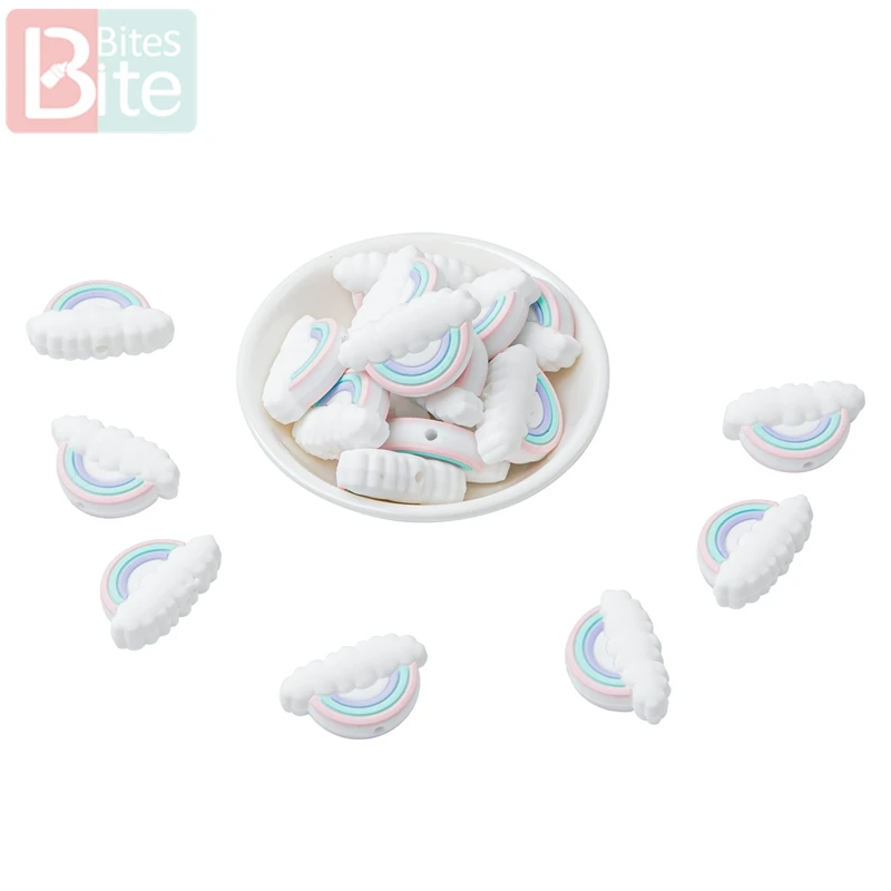 50pc Silicone Beads Baby Teether Rainbow Cloud Food Grade Teeth Tiny Rod Rodent DIY Pacifier Chain Nursing Bracelet Baby Product