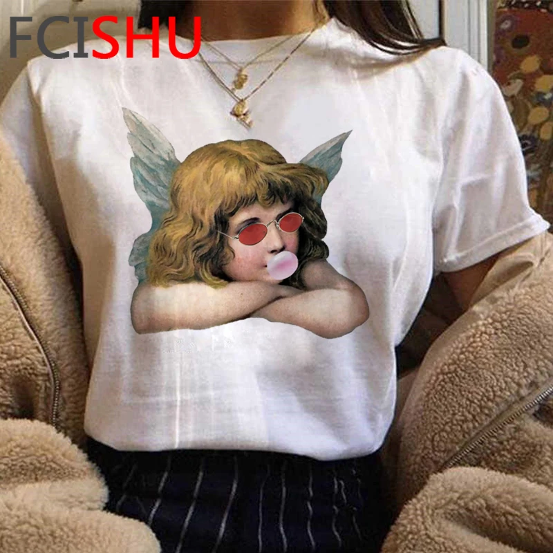 Kawaii Angel забавная мультяшная Футболка женская гранж Эстетическая Милая футболка