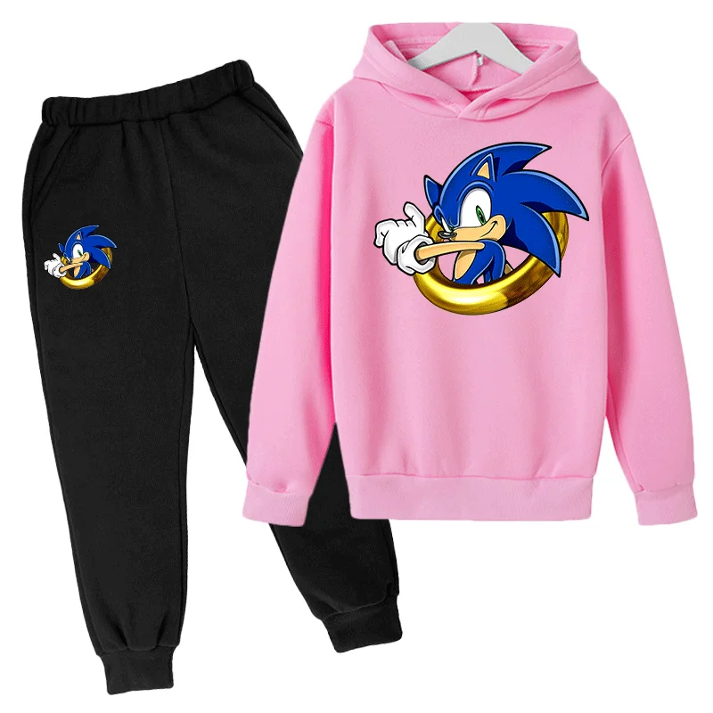 children's clothing sets high quality Kids 3-14T Japan Anime Hedgehog Cartoon Hoodies Set  2 Pieces Tracksuit Sweatshirt and Sweatpants Boys Girls Sportswear Clothes baby clothes set for girl