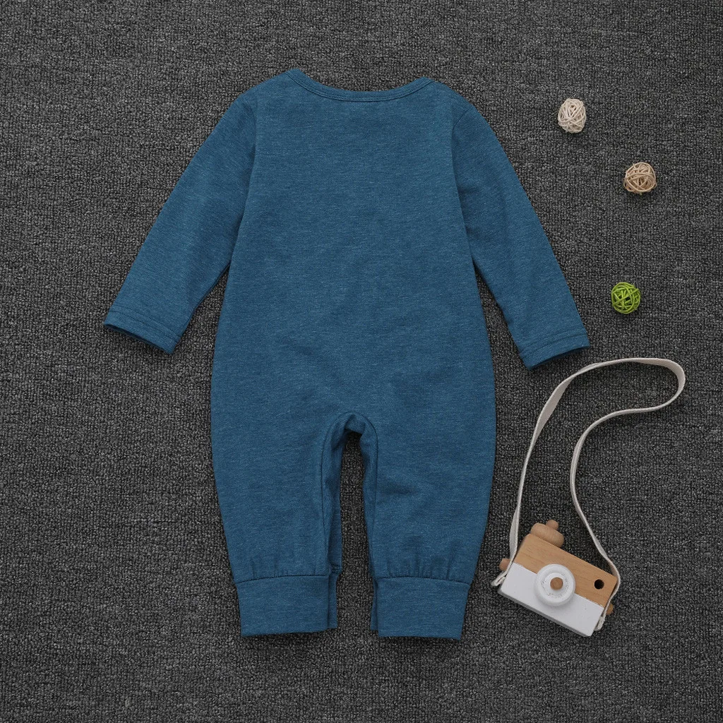 Letter Printed Button Newborn Romper Infant Baby Boy Girl Jumpsuit Playsuit Clothes Long Sleeve Toddler Costume Baby Jumpsuit