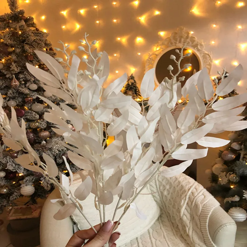 Fleur artificielle blanc Plante Soie willow leaf Wedding Home Vase Bouquet Décoration