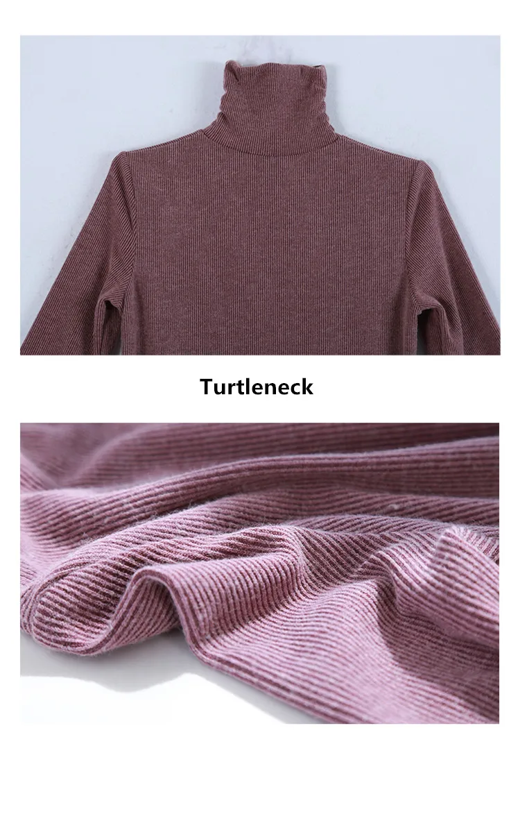 LZJN 2019 Autumn Winter Full Sleeve Women Knitted Turtleneck Sweater Dress Mid-length Female Knit bottoming Shirt Black 4 Colors (20)