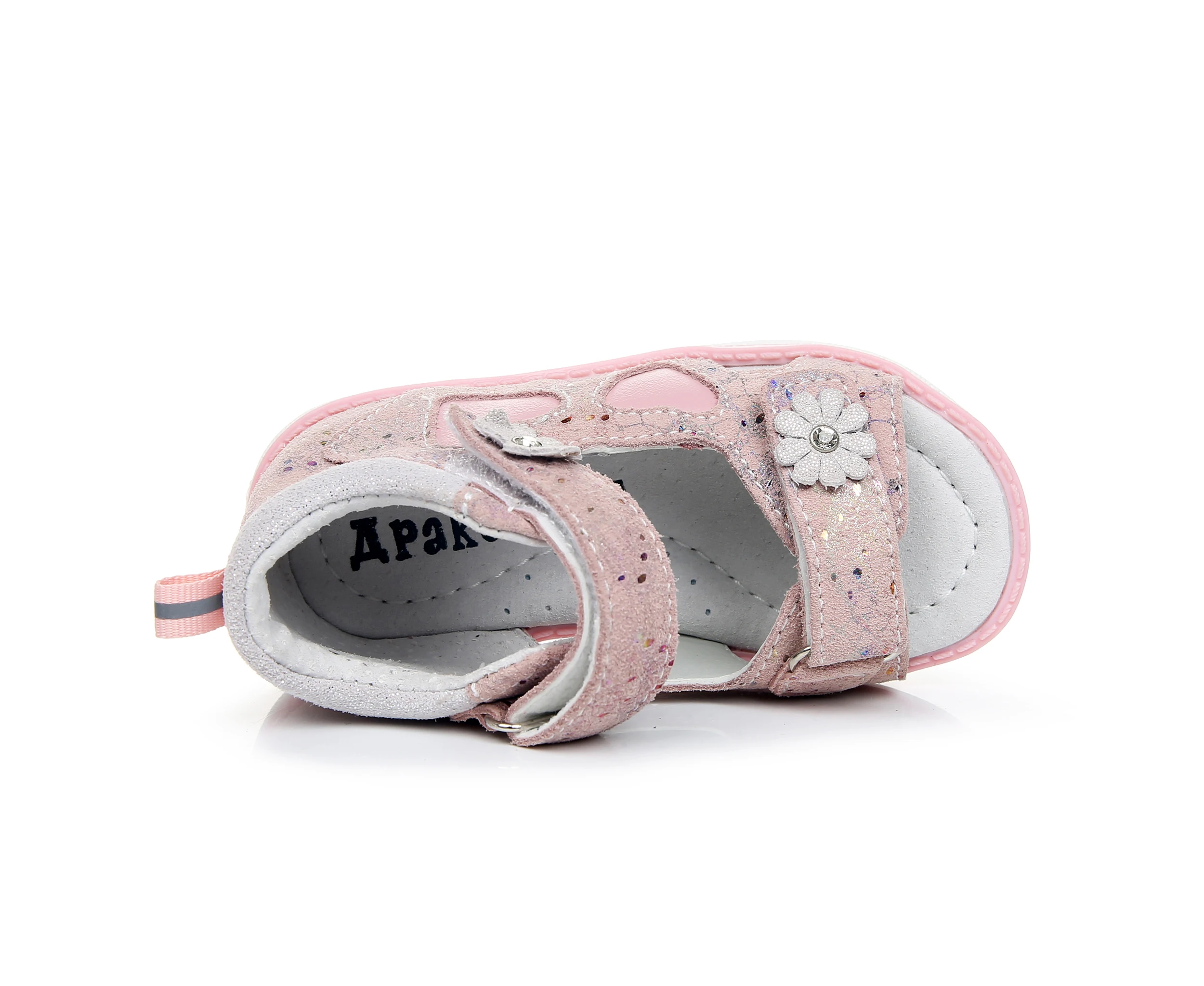 APAKOWA Girls Genuine Leather Sandals Toddler Shoes Daisy Flower Decorate Summer Sandals Open Toe Hoof Heels Kids Feetwear