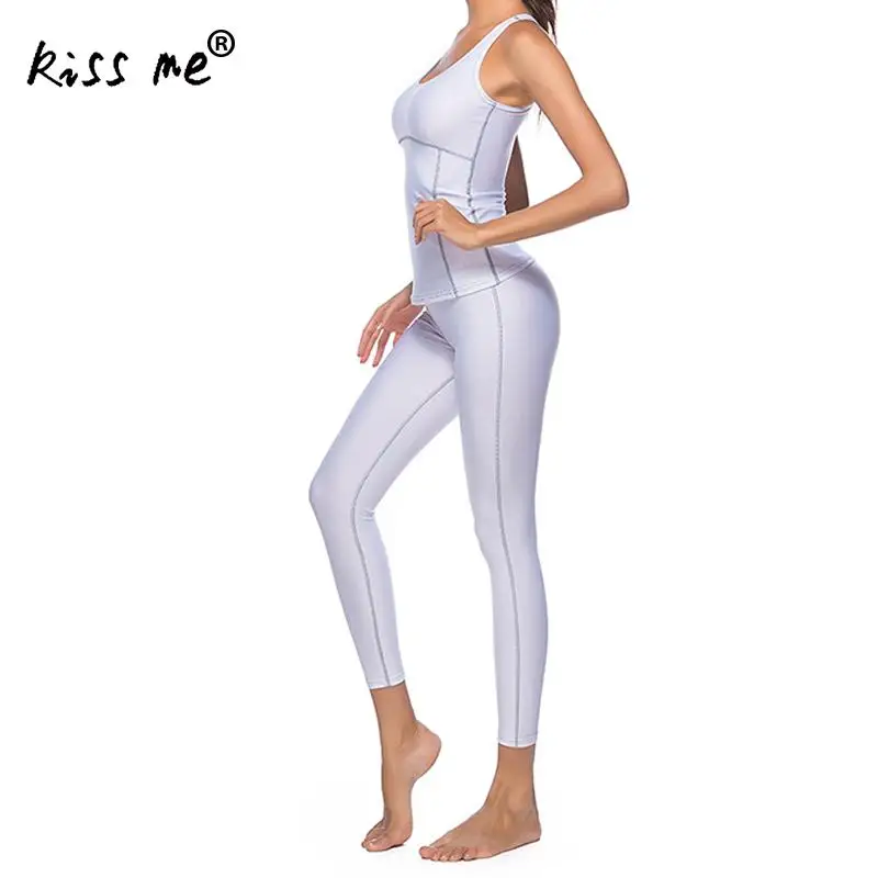 

Women Sportswear Set Fitness Running Sets Solid Gym Wear Exercise Training Sport Suit Skinny Sleeveless Tank Top Female Yoga Set