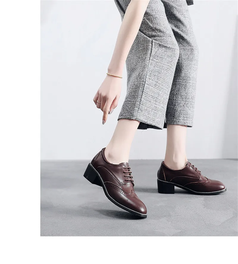 2020 Spring New British Women Pumps Brogues Genuine Leather High Heels Oxford Shoes For Woman Vintage Carved Pumps Women Shoes (30)