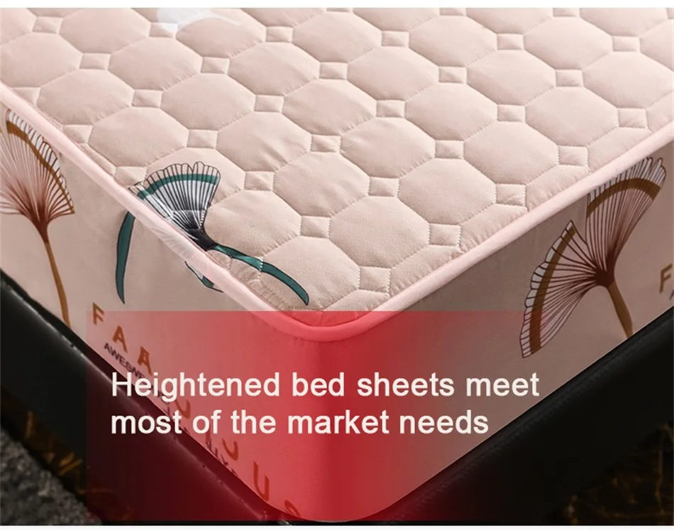 Elastic Band Fitted Sheet MattressProtector Bed Cover Queen Size Breathable Child Cute Mattress Cover Embossed Quilted King