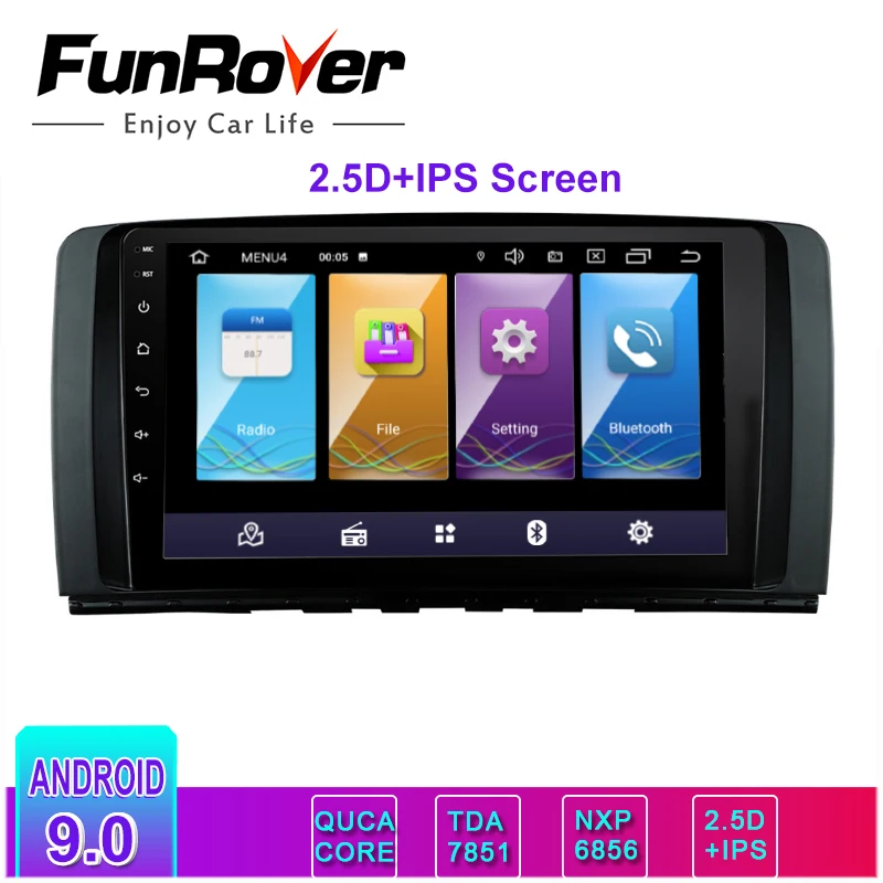 Top Funrover 2.5D+IPS Android 9.0 CAR DVD player radio For Mercedes/Benz/AMG R Class W251 R280 R300 R350 car stereo gps multimedia 0