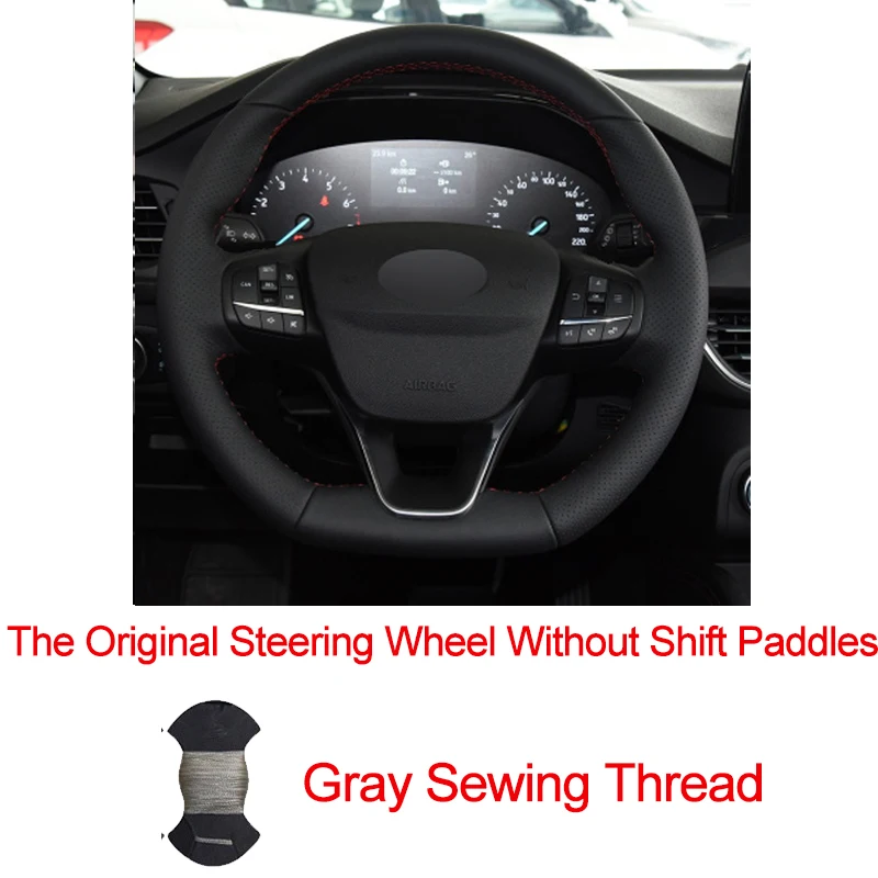 Hand Sewing Car Steering Wheel Cover For Ford Focus ST-Line Focus ST- Braid on the Steering wheel Volant - Название цвета: No Shift paddleGray