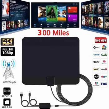 

DishyKooker Ultra Thin Flat Indoor HDTV Amplified HD TV Signal Antenna 16FT Coax 300 Miles