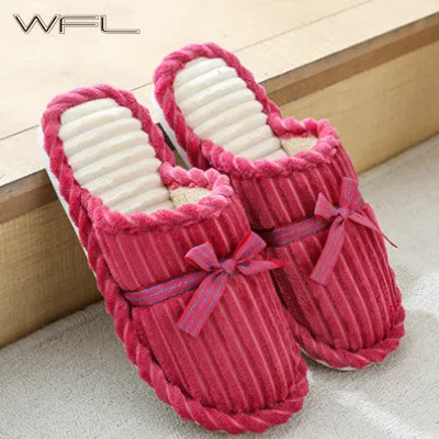 

WFL Shoes Woman Simple At Home Women and Men Couple Soft Warm Winter Slippers Thick-soled Non-slip Indoor House Slippers