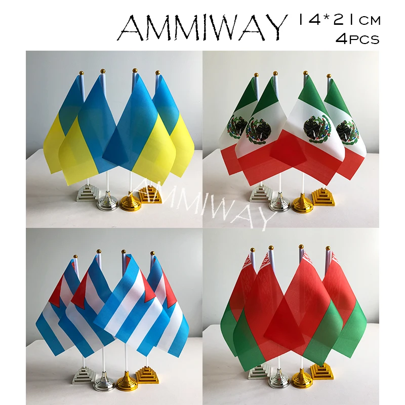 AMMIWAY 14x21 см 4 шт. украинские украинцы мексиканские настольные флаги Куба кубинская