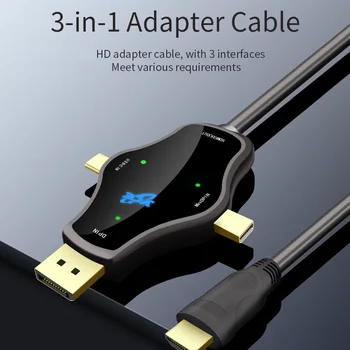 

3 in 1 MINIDP DPIN TYPE-C to HDMI conversion cable HDMI ultra-clear 4K interface expansion dock connection projector converter