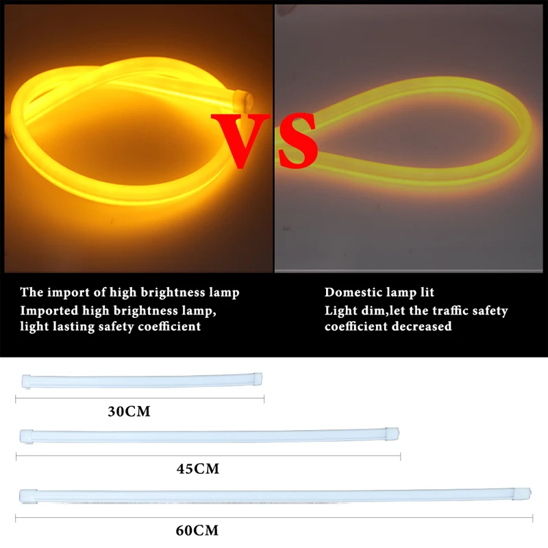 Автомобильный 30/45/60 см дневные ходовые огни, дневных ходовых огней Свет кольцевая лампа для фар глаза ангела белый желтый синий и красный цвета светодиодный полоска-Фара светодиодный водонепроницаемый