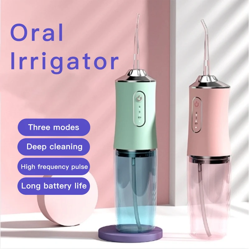 Irrigador Dental eléctrico de agua, hilo Dental inalámbrico recargable para viajes en casa, color blanco