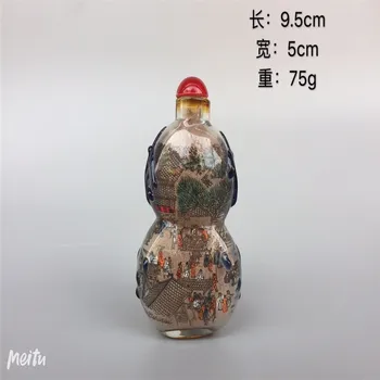 

Chinese old beijing glass built-in painting snuff bottle inside painted Characters pattern