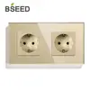 BSEED Double Wall Socket EU Standard Power Socket With White Black Gloden Mirror Crystal Glass Panel 157mm16A 110V-250V ► Photo 3/6