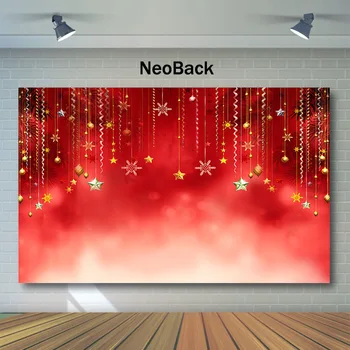 

NeoBack Red Christmas Backdrop Christmas Balls Glitter Bokeh Photography Backdrops Party Decor Photo Background Studio Props