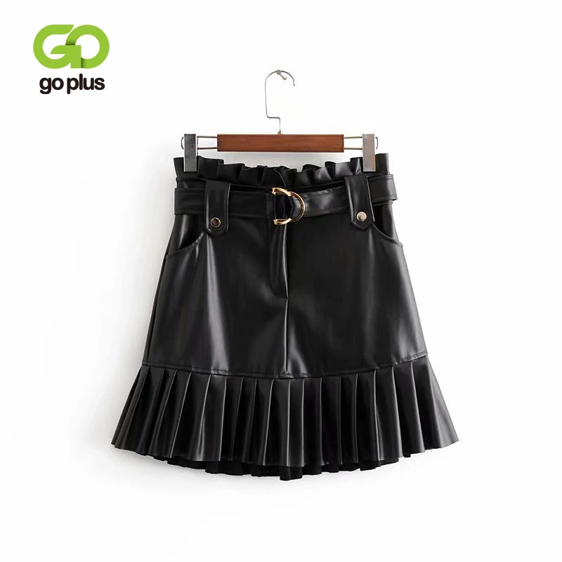 

GOPLUS Winter Women's Skirt High Waist Mini Black PU Leather Skirts Womens Cloth Ropa Mujer Faldas Mujer Moda 2019 C8326