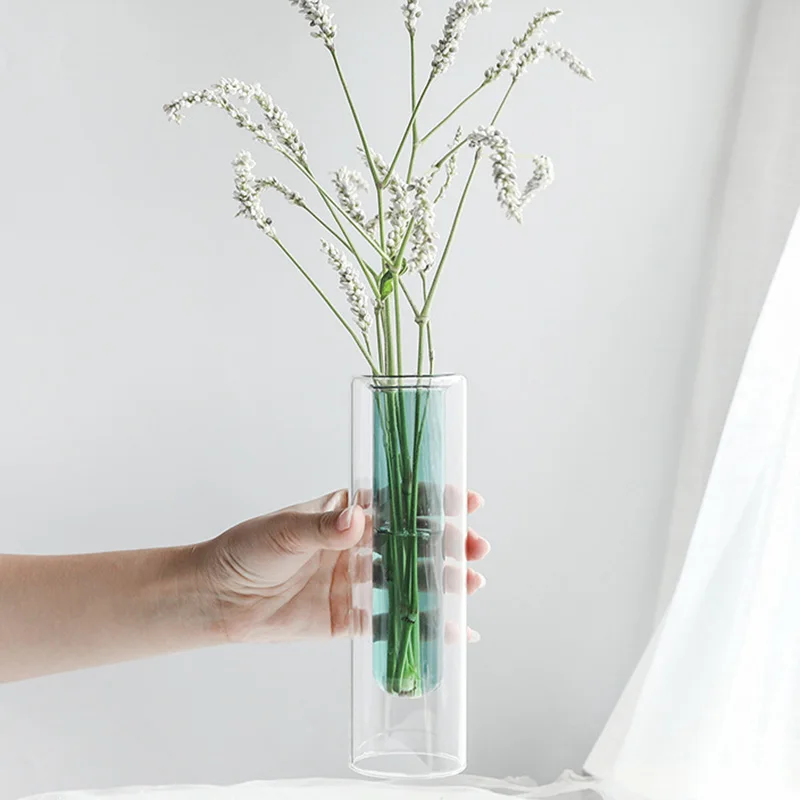 Недавно Nordic 2-х цветный Тесты прозрачная трубка Стекло ваза простой гидропоники растения Цветочный декор дома, VA88
