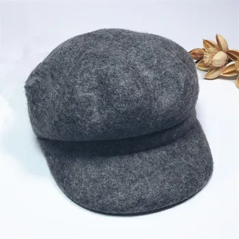 

Real Woolen Octagonal Beret Hats Ladies Autumn Winter Warm British Style Painter Hats Female Fashion Top Hat Beret For Princess
