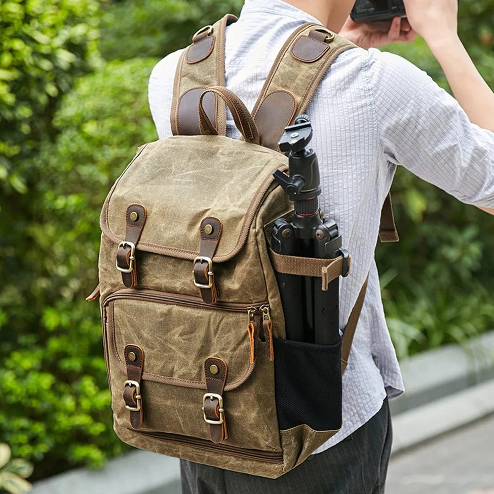 

Outdoor Camera Laptop Solid Batik Canvas Travel Large Capacity Men Wear-resistant Shopping Retro Photography Backpack Casual Bag