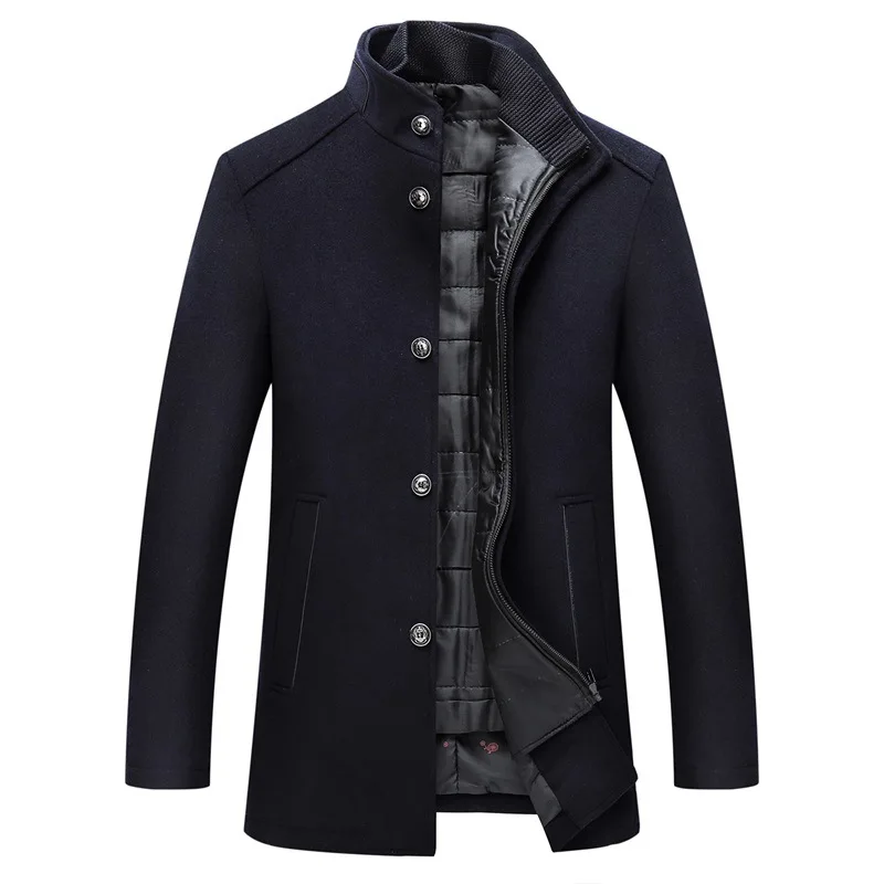 Mountainskin зимняя мужская куртка из шерсти приталенное плотное теплое пальто с регулируемым жилетом мужские шерстяные куртки Мужская брендовая одежда SA857 - Цвет: Navy Blue