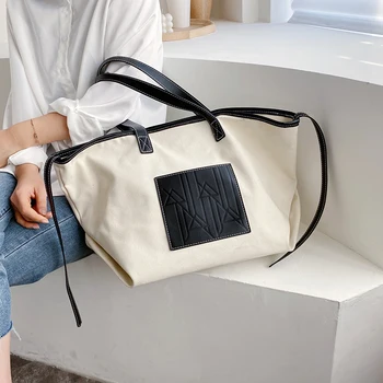 

Canvas Shopping Bag Shoulder Bags For Women 2020 Beach Ladies Totes Fashion Summer Handbags Desinger Women Casual Messenger Bag